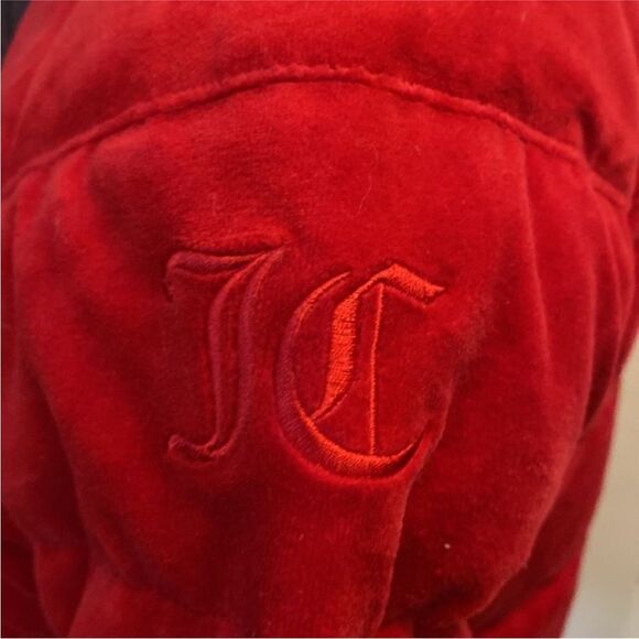 Juicy Couture Red Puffer Jacket Stand-Up Collar Cropped, XS - Picture 10 of 13